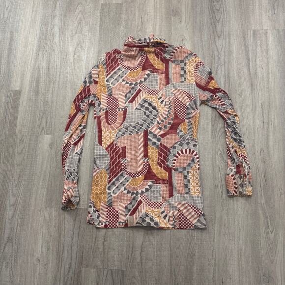 Vintage Styled In California Shirt Mens Medium 60s 70s Geometric Patchwork Party - Picture 7 of 10